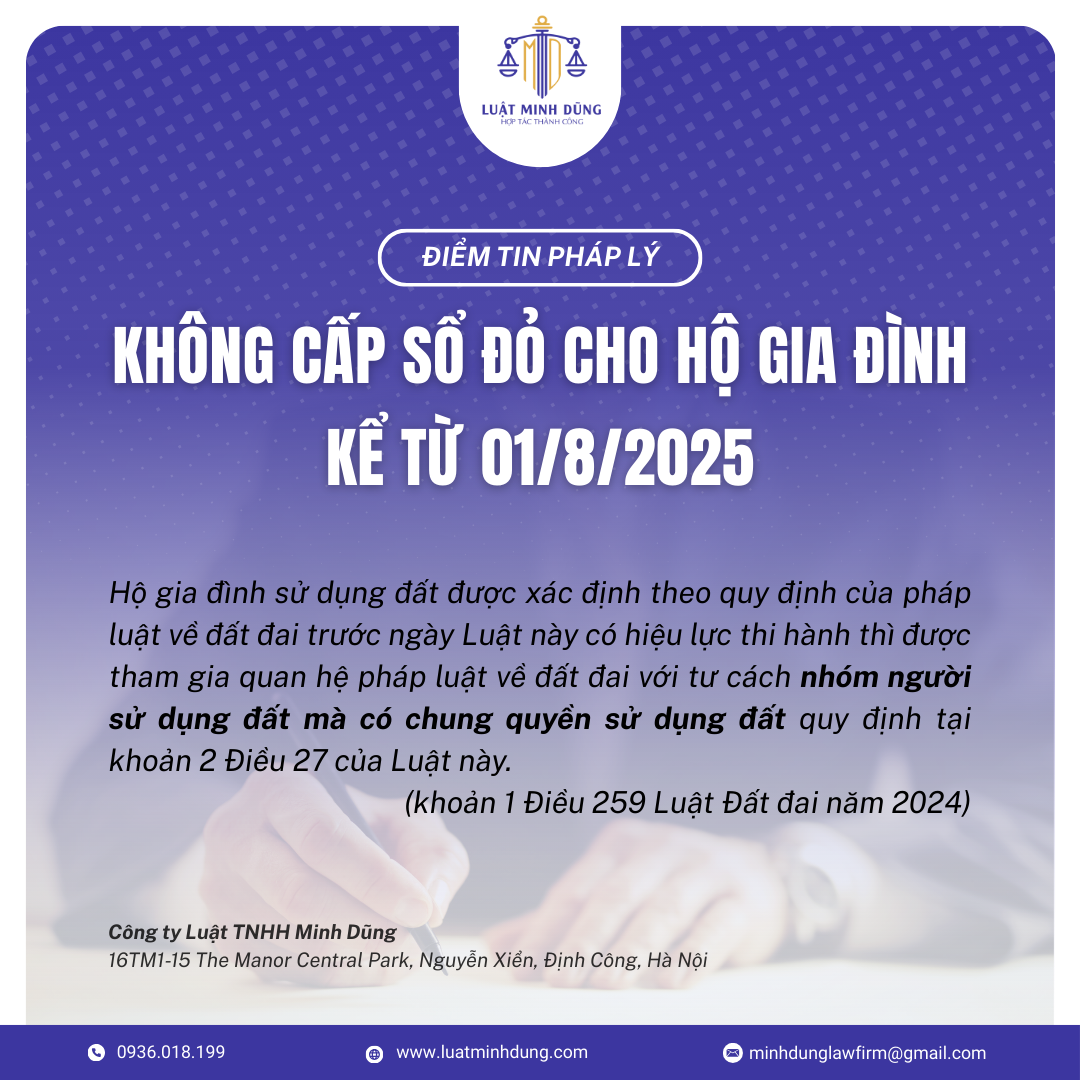 Không cấp sổ đỏ cho hộ gia đình từ ngày 01/8/2025