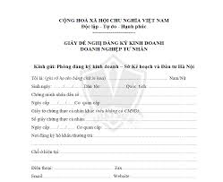 Mẫu Giấy đề nghị đăng ký thành lập doanh nghiệp tư nhân